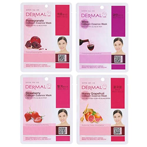 DERMAL 16 Combo Pack B Collagen Essence Full Face Facial Mask Sheet - The Ultimate Supreme Collection for Every Skin Condition Day to Day Skin Concerns. Nature Made Freshly Packed Korean Face Mask Skin Care DERMAL 