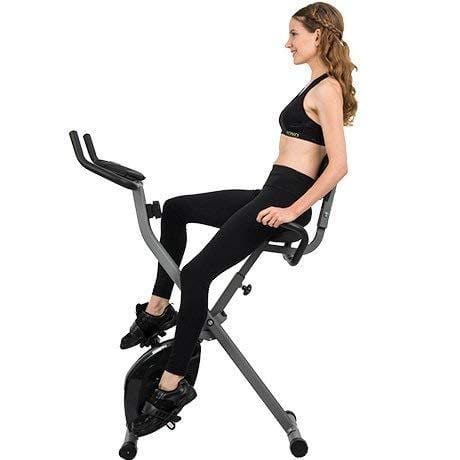 AuWit Magenetic Exercise Bike w/Multi Level Tension Control Adjustable Resistance LCD Screen Easy Storage Fitness Machine (Black) Sports AuWit 