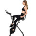 AuWit Magenetic Exercise Bike w/Multi Level Tension Control Adjustable Resistance LCD Screen Easy Storage Fitness Machine (Black) Sports AuWit 