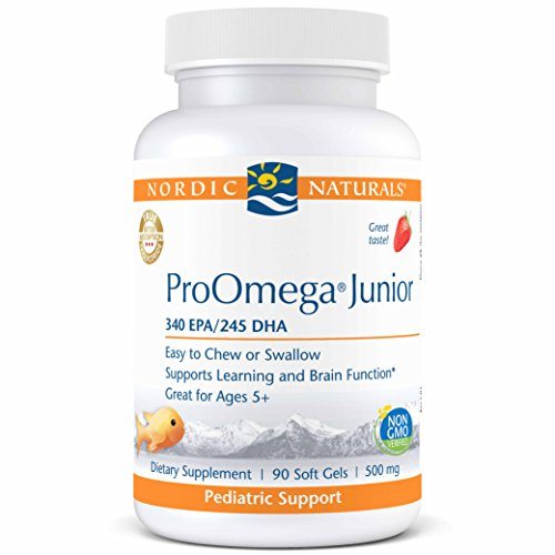 Nordic Naturals ProOmega Junior - Fish Oil, 340 mg EPA, 245 mg DHA, Support for Healthy Neurological, Nervous System, Eye, and Immune System Development*, Strawberry Flavor, 90 Soft Gels Supplement Nordic Naturals 