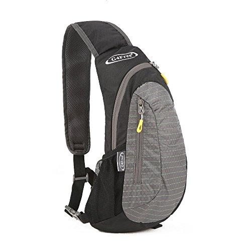 G4Free sling bag, Casual Cross Body Bag Outdoor Shoulder Backpack Chest Pack with One Adjustable Strap for Men Cycling Hiking(Black-Grey) Backpack G4Free 
