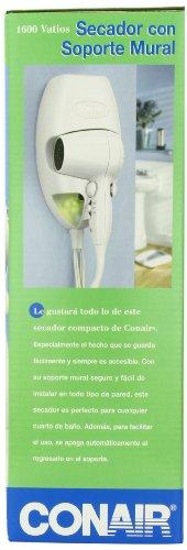 Conair Wallmount 1600 Watt Hair Dryer with LED Night Light; White Hair Dryer Conair 