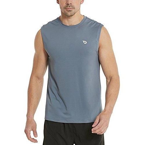 Baleaf Men's Performance Quick-Dry Muscle Sleeveless Shirt Tank Top Gray Size L Activewear Baleaf 