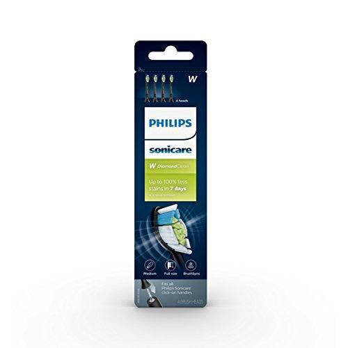 Philips Sonicare DiamondClean replacement toothbrush heads, HX6064/95, BrushSync technology, Black 4-pk Brush Head Philips Sonicare 
