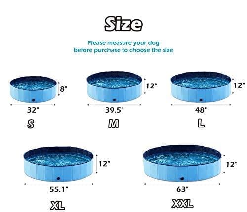 Jasonwell Foldable Dog Pet Bath Pool Collapsible Dog Pet Pool Bathing Tub Kiddie Pool for Dogs Cats and Kids (48inch.D x 11.8inch.H, Blue) Pet Products Jasonwell 