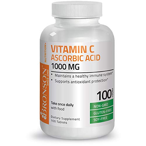 Bronson Vitamin C 1000 mg Premium Non-GMO Ascorbic Acid, 100 Tablets Supplement Bronson 