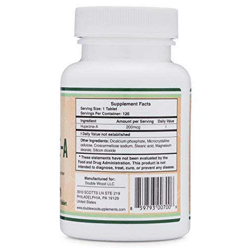 Huperzine A 200mcg (Third Party Tested) Made in The USA, 120 Tablets by Double Wood Supplements (L-Huperzine A) Supplement Double Wood Supplements 