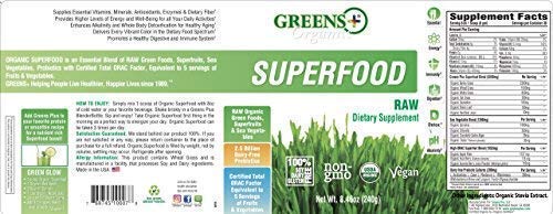 Greens+ Organic Superfood Raw | Essential Blend of Raw Green Foods, Superfruit and Sea Vegetables Powder | Vegan | USDA Organic | Dietary Supplement | Non - GMO, Soy Dairy & Gluten-Free | Size 8.46oz Supplement Greens+ 