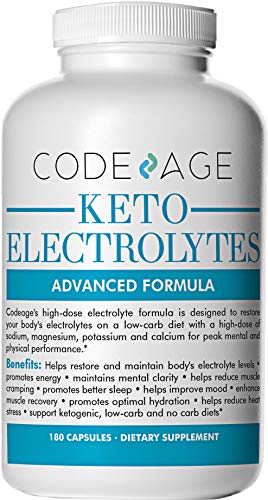 Keto Electrolyte Capsules - 180 Count - Energy Supplement for a Low Carb Diet or Keto Diet, Rehydration & Recovery, Eliminates Fatigue! Sodium, Calcium, Potassium & Magnesium Supplement Code Age 