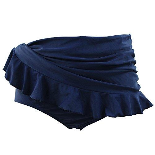 SHEKINI Women's Swimdress Swimsuit Built-in Swim Bottoms Shirred Ruffle Skirt Bikini Bottoms (Medium/(US 8-10), Malibu Blue) Women's Swimwear SHEKINI 