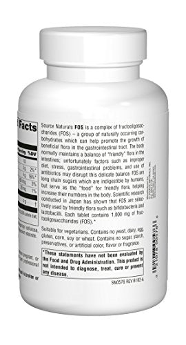 Source Naturals FOS (Fructooligosacchairdes) 1000mg Probiotic Enhancer - Prebiotic Supplement - Natural - 200 Tablets Supplement Source Naturals 