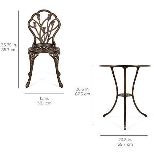 Best Choice Products 3-Piece Cast Aluminum Patio Bistro Furniture Set w/Antique Copper Finish Lawn & Patio Best Choice Products 