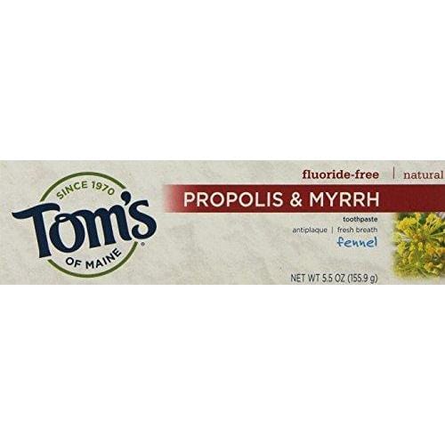 Tom's of Maine Antiplaque Fluoride-free Fennel Toothpaste with Propolis and Myrrh, 5.5 Ounce, 2 Count Toothpaste Tom's of Maine 