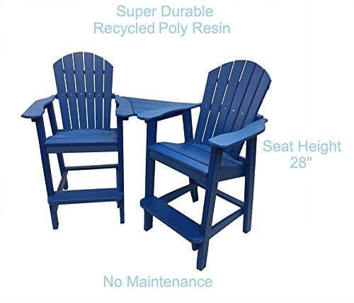 Phat Tommy Recycled Poly Resin Balcony Chair Settee – Durable and Eco-Friendly Adirondack Armchair and Removable Side Table. This Patio Furniture is Great for Your Lawn, Garden, Swimming Pool, Deck. Lawn & Patio Phat Tommy 