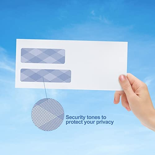 500#10 Double Window Security Envelopes, PANDRI NO.10 Self-Seal Window Envelopes Designed for QuickBooks Invoices, Business Statements & Documents - Number 10 Size 4 1/8 Inch X 9 1/2 Inch - 24 LB Office Product PANDRI 