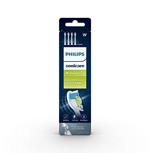 Philips Sonicare DiamondClean replacement toothbrush heads, HX6064/65, BrushSync technology, White 4-pk Brush Head Philips Sonicare 