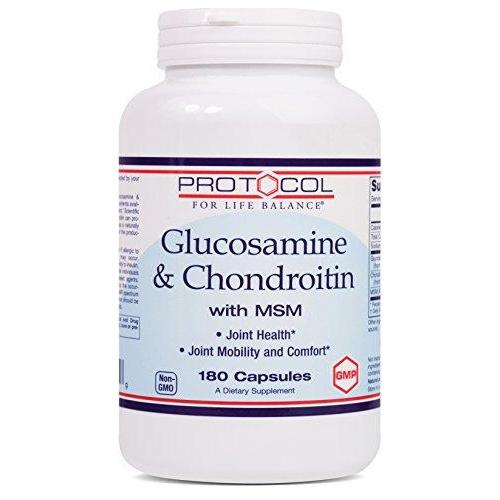 Protocol For Life Balance - Glucosamine & Chondroitin with MSM - Supports Healthy Joint Function and Comfort - Promotes Stronger Bones and Cartilage - 180 Capsules Supplement Protocol For Life Balance 