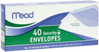 Mead #10 Envelopes, Security Printed Lining for Privacy, Gummed Closure, All-Purpose 20-Ib Paper, 4-1/8" x 9-1/2", White, 40 Letter Size Envelopes per Box (75214) Office Product Mead 