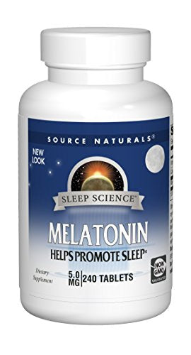 Source Naturals Sleep Science Melatonin 5mg Promotes Sleep and Relaxation - Supports Natural Sleep/Wake Patterns and Rhythms - 240 Tablets Supplement Source Naturals 