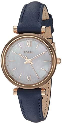 Fossil Women's Carlie Mini Quartz Leather Watch, Color: Blue (Model: ES4502) Watch Fossil 