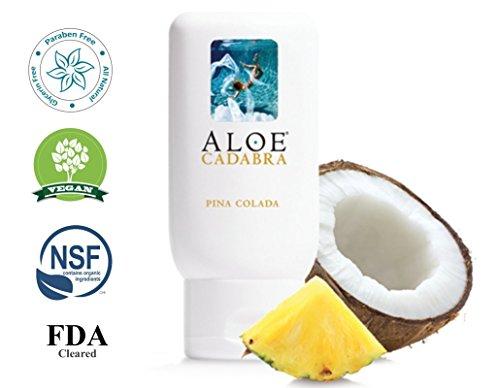 Aloe Cadabra Natural Flavored Personal Lubricant for Oral Sex, Best Organic Edible Lube for Men, Women and Couples, Pina Colada, 2.5 Ounce Aloe Cadabra Aloe Cadabra 