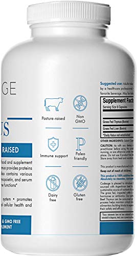 Codeage Grass Fed Thymus (Glandular), 180 Count — Supports Immune & Allergy Health, 3000mg per Servings, 100% Pasture Raised in Argentina Supplement Code Age 