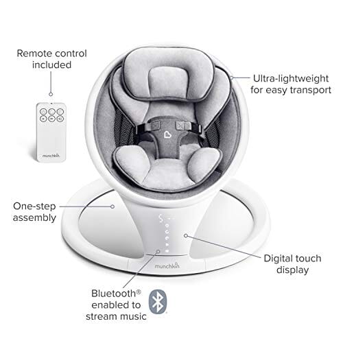 Munchkin Bluetooth Enabled Lightweight Baby Swing with Natural Sway in 5 Ranges of Motion, Includes Remote Control Baby Product Munchkin 