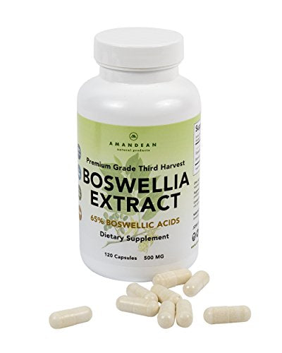 Premium Boswellia Serrata Extract | 500mg 120 Veggie Capsules | Standardized 65% Boswellic Acids with AKBA | Natural Ayurvedic Supplement (Indian Frankincense) for Inflammation and Joint Pain Relief* Supplement AMANDEAN 