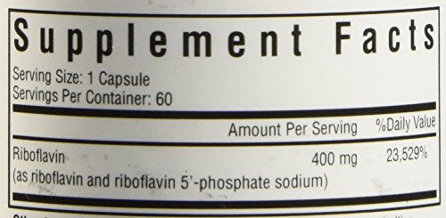 Riboflavin | 60 Vegetarian Capsules | Seeking Health | 400 mg Riboflavin | Vitamin B2 Supplement Seeking Health 
