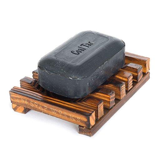 Soap Works Coal Tar Bar Soap, 8-Count with Free Soap Works Natural Wood Soap Dish Natural Soap SOAP WORKS 