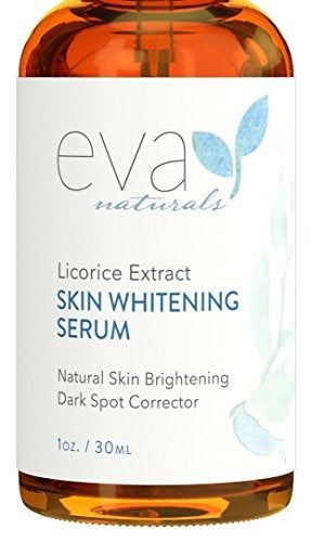 Licorice Extract Skin Whitening Serum by Eva Naturals (1 oz) - Natural Skin Lightener and Dark Spot Corrector - Gently Exfoliates for a Brighter Complexion - With Lactic Acid, CoQ10 and Vitamin E Skin Care Eva Naturals 