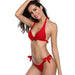 SHEKINI Women’s Tie Side Bottom Halter Bandeau Bikini Two Piece Swimsuits (Medium/(US 8-10), Red) Women's Swimwear SHEKINI 