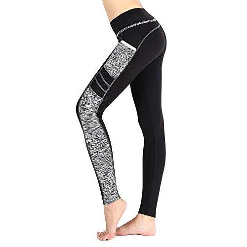 EAST HONG Women's Yoga Leggings Exercise Workout Pants Gym Tights (Black/Grey, M) Activewear EAST HONG 