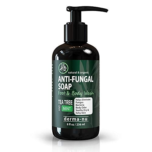 Antifungal Antibacterial Soap & Body Wash - Natural Fungal Treatment with Tea Tree Oil for Jock Itch, Athletes Foot, Body Odor, Nail Fungus, Ringworm, Eczema & Back Acne - For Men and Women - 8oz Skin Care Derma-nu Miracle Skin Remedies 