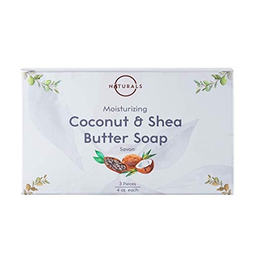 O Naturals Moisturizing Organic Coconut Oil, Shea Butter 3 Piece Bar Soaps. Softens & Nourishes Dry Skin. Face & Body Wash. Made in USA. Triple Milled, Vegan. 4 Ounce Each Skin Care O Naturals 