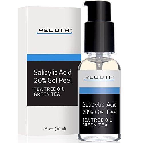 Salicylic Acid 20% Professional Chemical Gel Peel for Skin with Tea Tree, Green Tea, Acne Scars, Acne Treatment, Breakouts, Whiteheads, Blackheads, Pore Size, Wrinkles, Anti-Aging Benefits GUARANTEED Skin Care Yeouth 