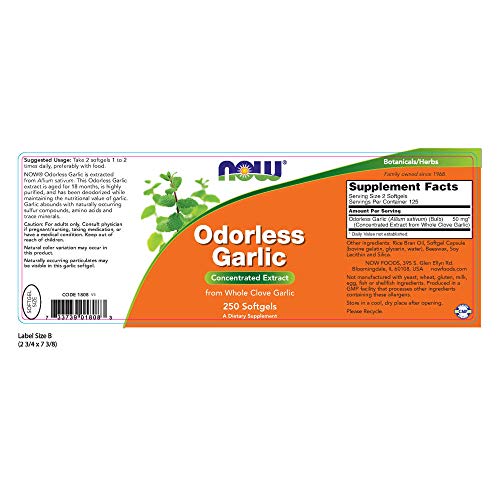 NOW Odorless Garlic,250 Softgels Supplement NOW Foods 