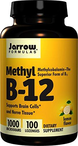 Jarrow Formulas Methylcobalamin (Methyl B12), Supports Brain Cells and Nerve Tissue, 1000 mcg, 100 Lozenges Supplement Jarrow 