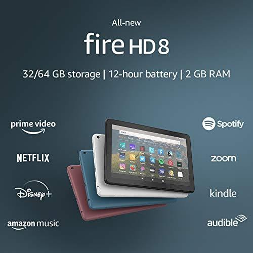 All-new Fire HD 8 tablet, 8" HD display, 32 GB, designed for portable entertainment, Black Digital Text 2 Amazon 