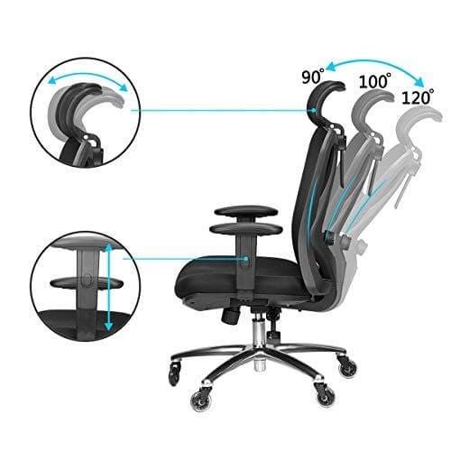 Duramont Ergonomic Office Chair - Adjustable Desk Chair with Lumbar Support  and Rollerblade Wheels - High Back Chairs with Breathable Mesh - Thick