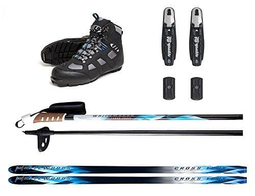 Whitewoods New Adult NNN Nordic Cross Country Ski Package Skis Binding Boots Poles 207cm, 180lbs.+ (43) Ski Whitewoods 