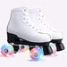 Women's Roller Skates PU Leather High-top Roller Skates Four-Wheel Roller Skates Shiny Roller Skates for Girls Unisex (White Flash Wheel,US: 11) Sports Gets 