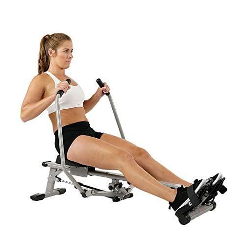 Sunny Health & Fitness SF-RW5639 Full Motion Rowing Machine Rower w/ 350 lb Weight Capacity and LCD Monitor Sports Sunny Health & Fitness 