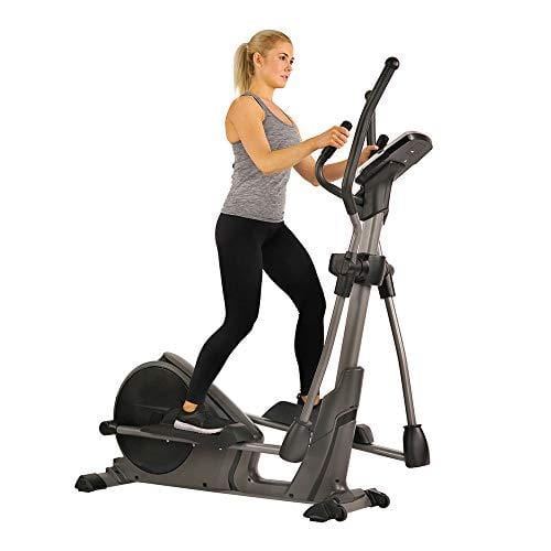 Sunny Health & Fitness Magnetic Elliptical Trainer Machine w/Device Holder, Programmable Monitor and Heart Rate Monitoring, 330 LB Max Weight - SF-E3912, Silver Sports Sunny Health & Fitness 