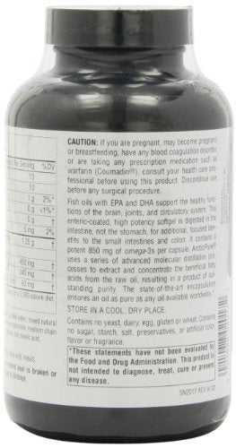 Source Naturals ArcticPure Omega-3 Fish Oil Ultra Potency 850mg Enteric Coated EPA/DHA for a Healthy Heart, Joints and Immune System - Molecularly Distilled for Pharmaceutical Quality - 120 Softgels Supplement Source Naturals 