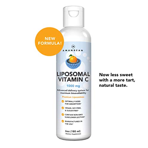 Liposomal Vitamin C Supplement 1000mg - Liquid Antioxidant Delivery for Maximum Bioavailability. Boosts Immunity, Promotes Skin Health & Collagen Production. Soy Free Formula. Non-GMO. 36 Servings. Supplement AMANDEAN 