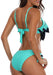 Holipick Women's Tie Side Bottom Push up Padded Top Geometric Flounce Bikini Bathing Suit Blue XL Women's Swimwear Holipick 