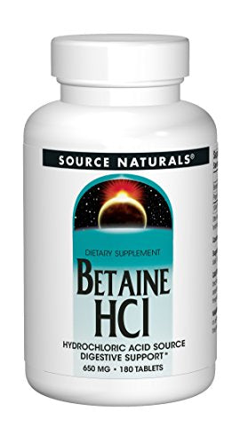 Source Naturals - Betaine HCl Hydrochloric Acid Source 650 mg. - 180 Tablets Supplement Source Naturals 