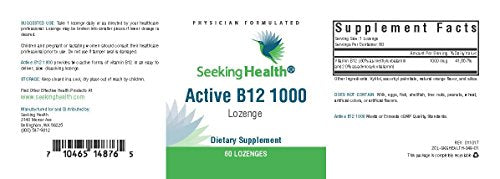 Active B12 1000 | 60 Lozenges | 1000 mcg B12 as Adenosylcobalamin and Methylcobalamin | Seeking Health Supplement Seeking Health 