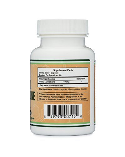 S-Acetyl L-Glutathione Capsules - 100mg, Made and Tested in The USA, 60 Count (Acetylated Glutathione) by Double Wood Supplements Supplement Double Wood Supplements 